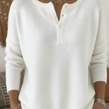 Henley-Strickpullover mit Knöpfen