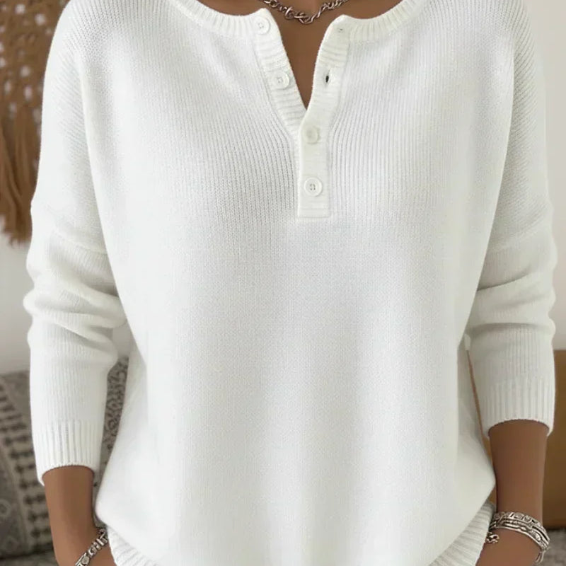 Henley-Strickpullover mit Knöpfen