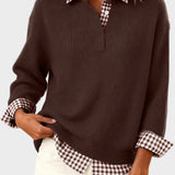 Viktoria - Bunter Pullover mit karierter Patchwork-Optik