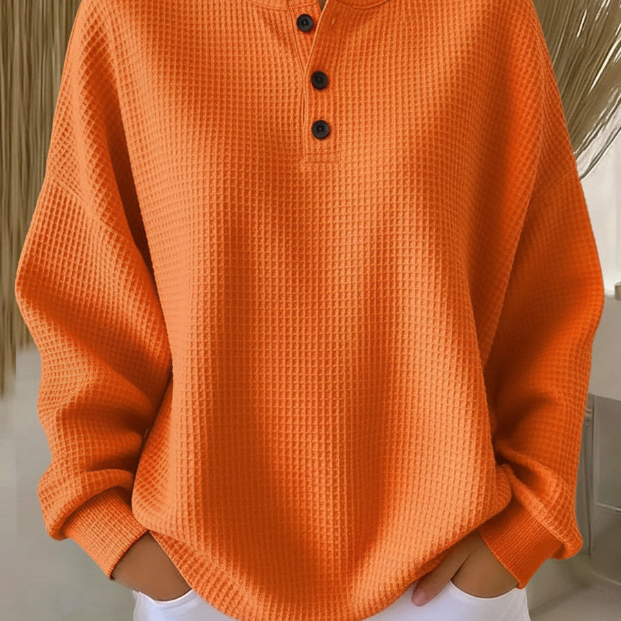 Waffelstrick-Henley-Pullover