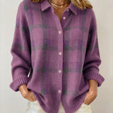 Anny - Karierte Strickjacke mit Kragen