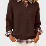 Viktoria - Bunter Pullover mit karierter Patchwork-Optik