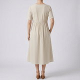 Cecily | Gestreiftes Midi-Kleid mit Knopfdetails und Taschen