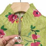 Constance - Rosa Blumenstrickjacke mit Reissverschluss