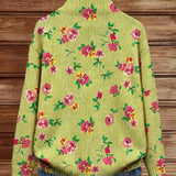 Constance - Rosa Blumenstrickjacke mit Reissverschluss