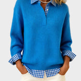 Viktoria - Bunter Pullover mit karierter Patchwork-Optik