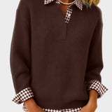 Viktoria - Bunter Pullover mit karierter Patchwork-Optik