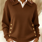 Strickpullover mit V-Ausschnitt und Polokragen