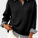 Viktoria - Bunter Pullover mit karierter Patchwork-Optik