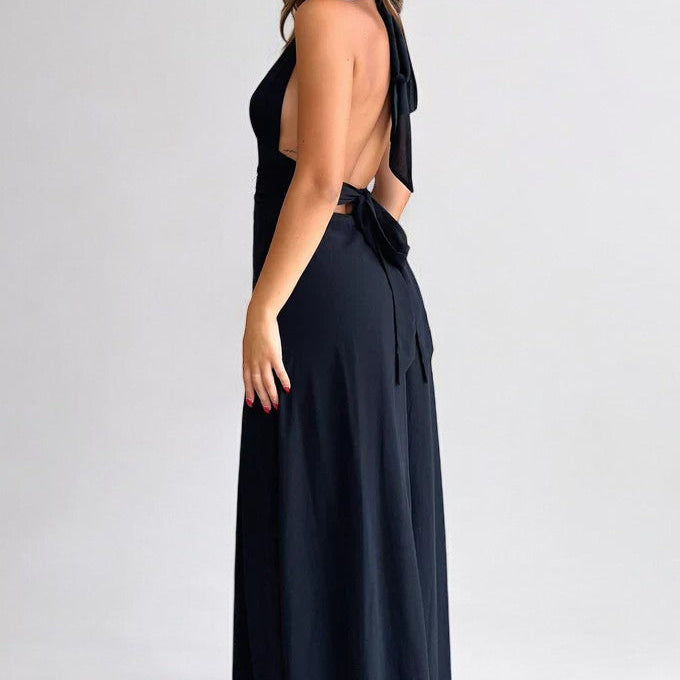 LILLI | Stilvolles Neckholder-Maxikleid mit Hohem Schlitz