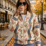 Eulalia - Cardigan mit Kletterrosen auf Satinband