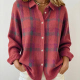 Anny - Karierte Strickjacke mit Kragen