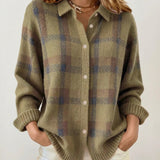 Anny - Karierte Strickjacke mit Kragen