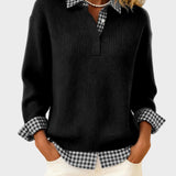 Viktoria - Bunter Pullover mit karierter Patchwork-Optik