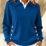 Strickpullover mit V-Ausschnitt und Polokragen