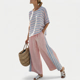 Cecilia - Set aus Bambus-Leinen in Rosa