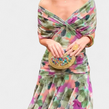Magda™ | Vネックの花柄ロングドレス