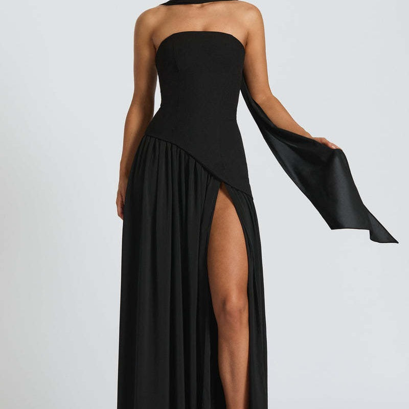 LINA | Trägerloses Maxikleid mit Hohem Schlitz