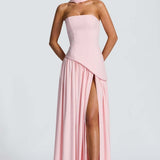 LINA | Trägerloses Maxikleid mit Hohem Schlitz