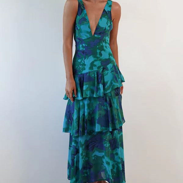 LISA | Florales Volant Maxi Kleid