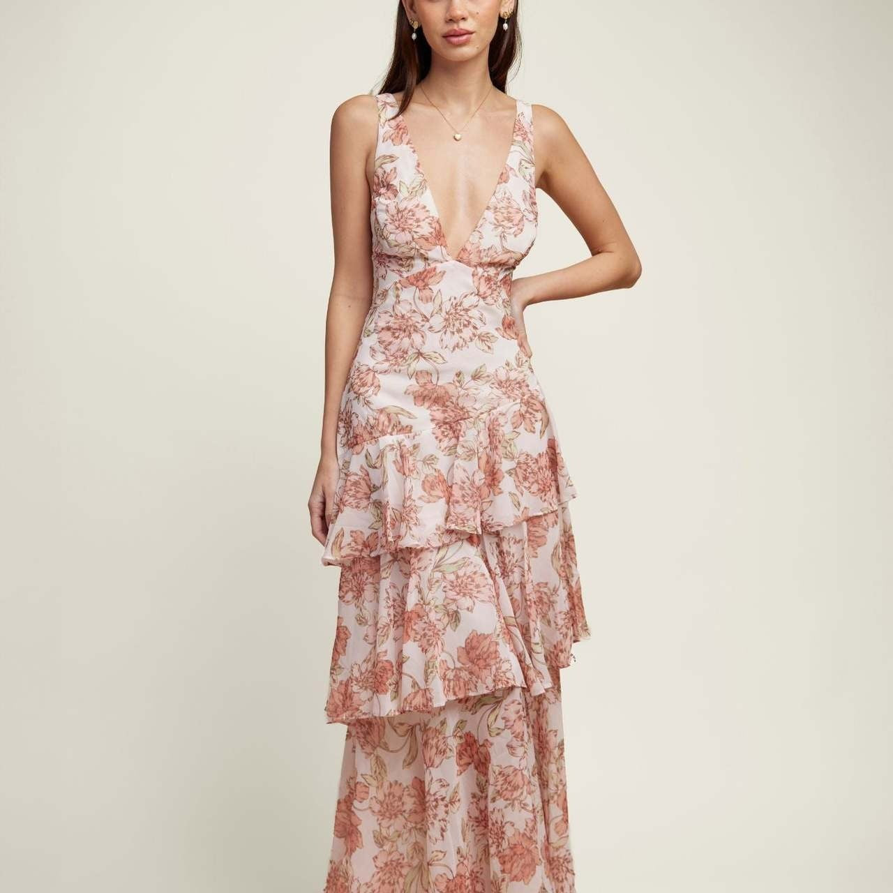 LISA | Florales Volant Maxi Kleid