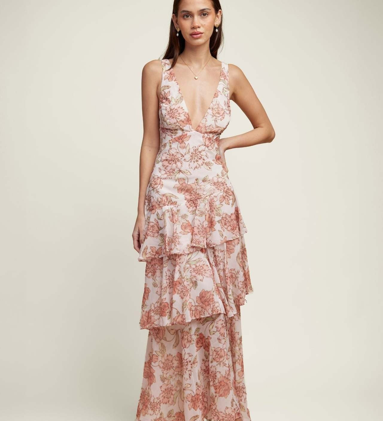 LISA | Florales Volant Maxi Kleid