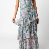 LISA | Florales Volant Maxi Kleid