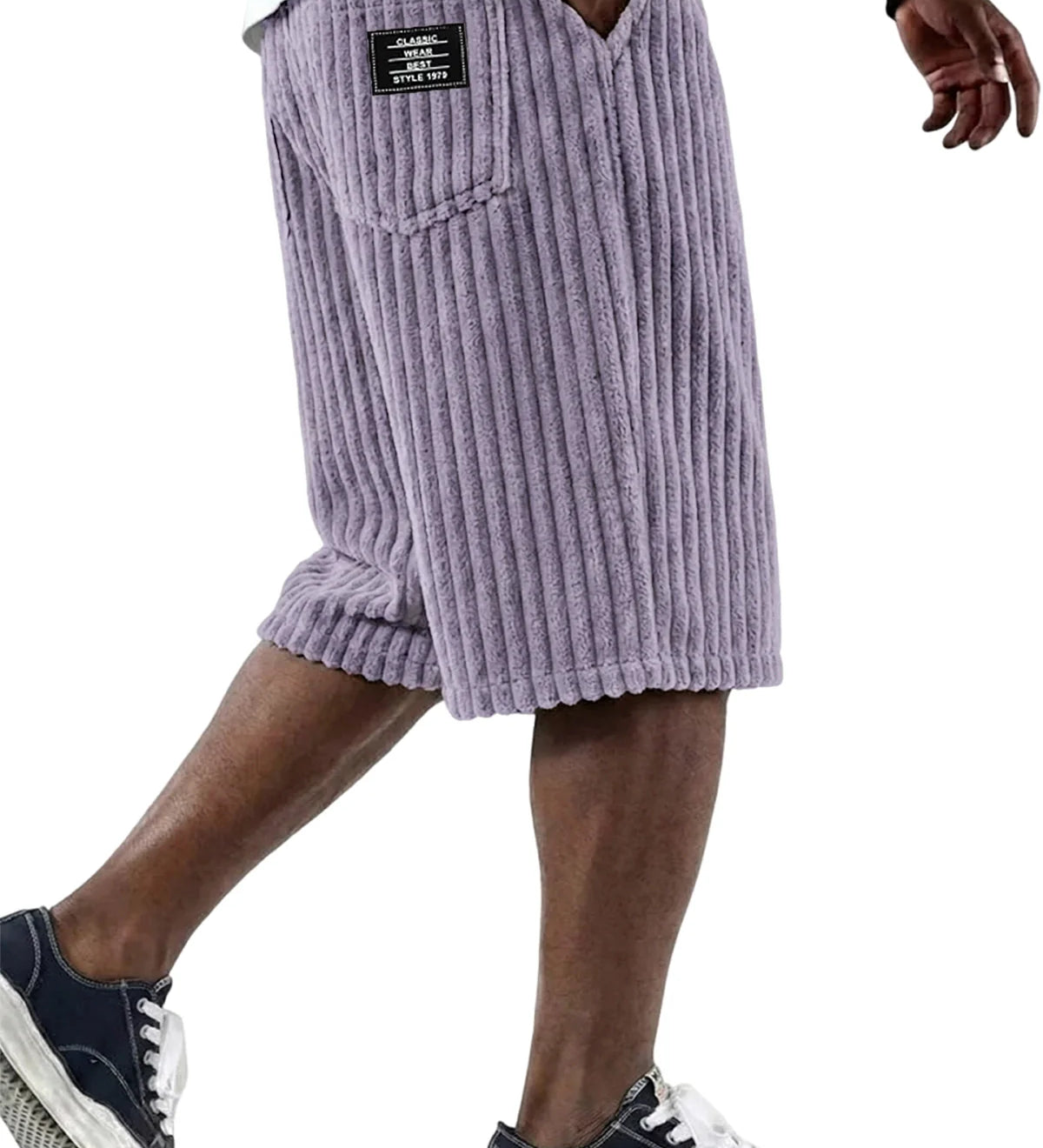 Cord Shorts mit Stickdetail