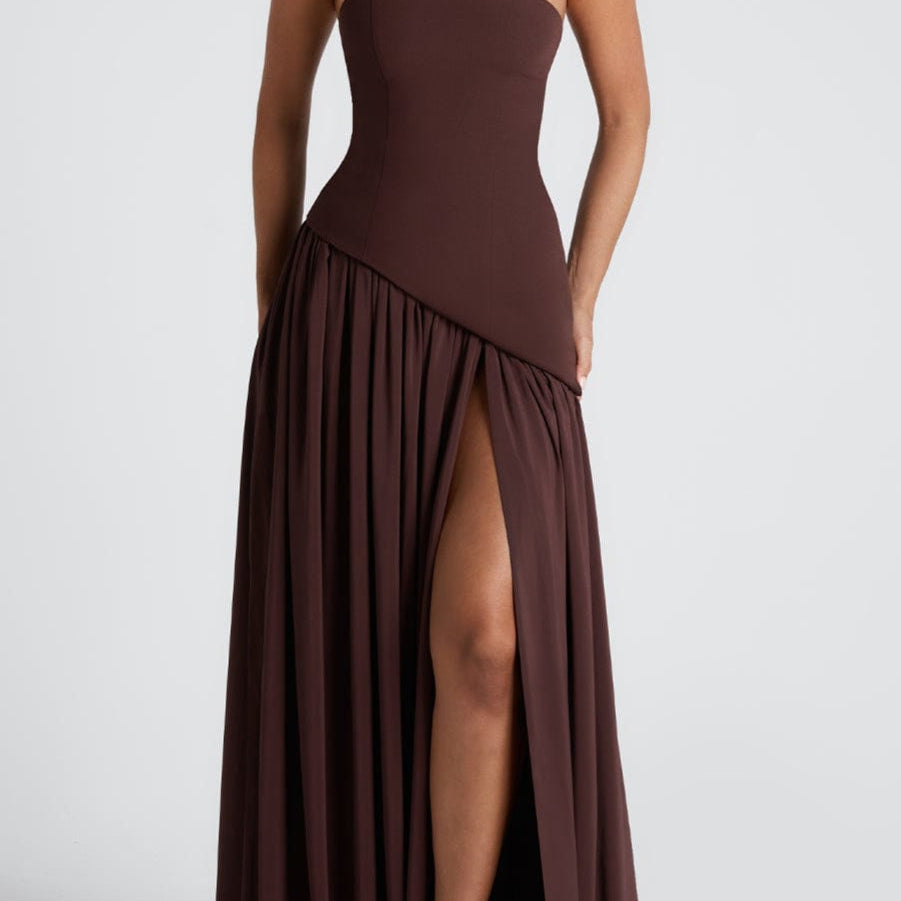 LINA | Trägerloses Maxikleid mit Hohem Schlitz