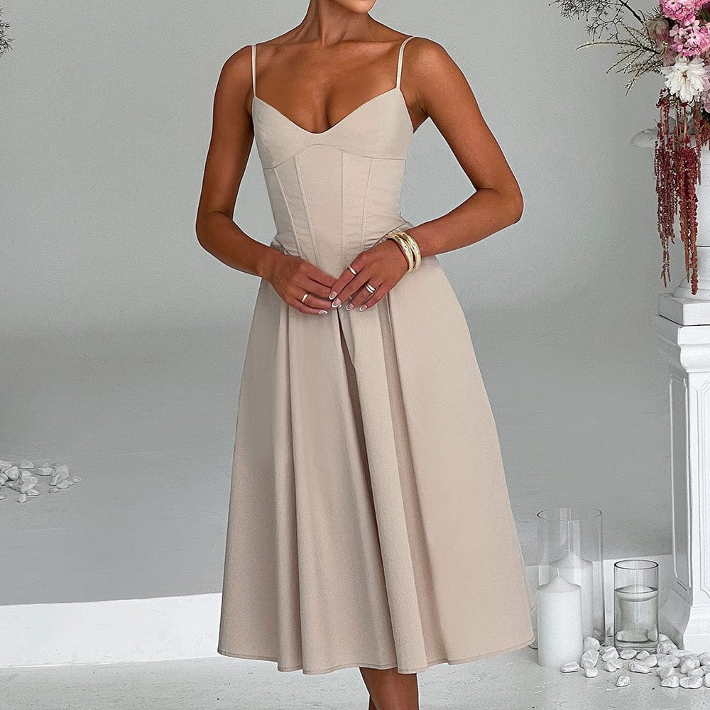 MAILEEN | Elegantes Midi Kleid im Corset Stil