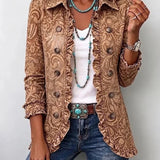 Vyclara | Elegante Rüschenjacke mit Ornamentmuster in Beige