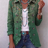 Jemara | Elegante Rüschenjacke mit Paisleymuster in Grün