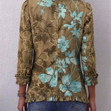 Sundara | Elegante Rüschenjacke mit Blumenmuster in Khaki
