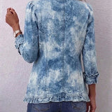 Jemison | Elegante Rüschenjacke im Vintage-Denim-Look