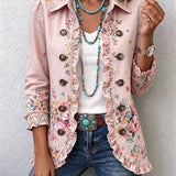 Bettany | Elegante Rüschenjacke mit Blumenmuster in Rosa