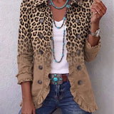 Tawny | Elegante Rüschenjacke mit Leo-Ombré in Beige