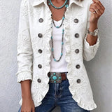 Mariso | Elegante Rüschenjacke mit Blumenstickerei in Beige