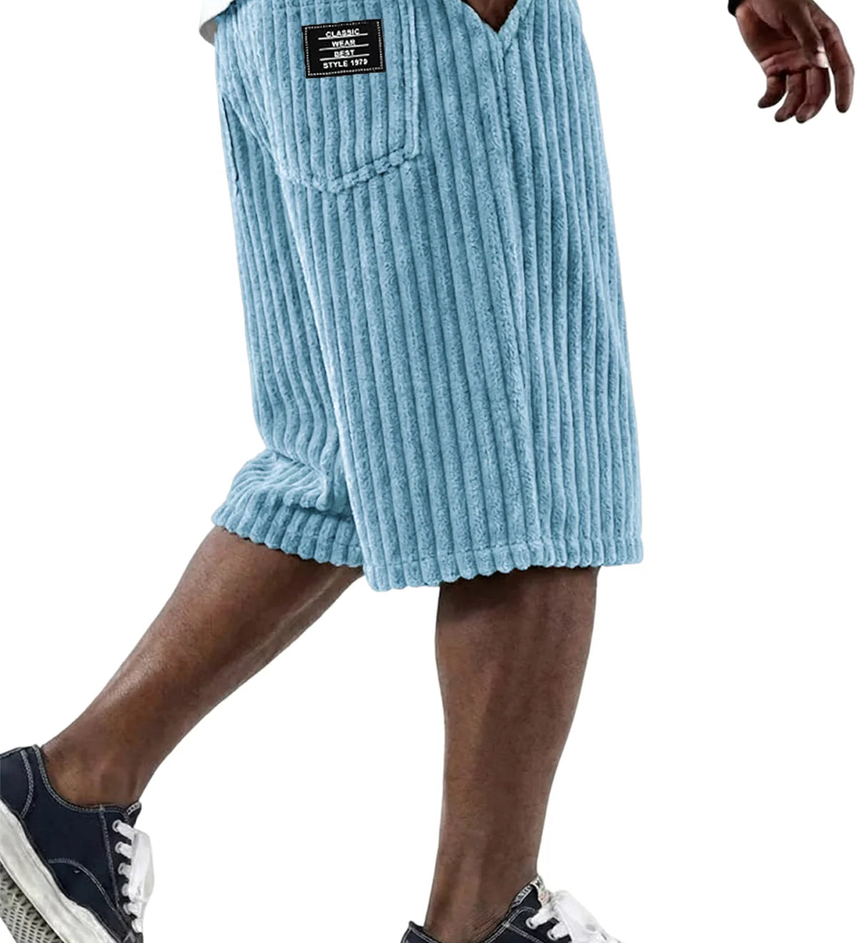 Cord Shorts mit Stickdetail