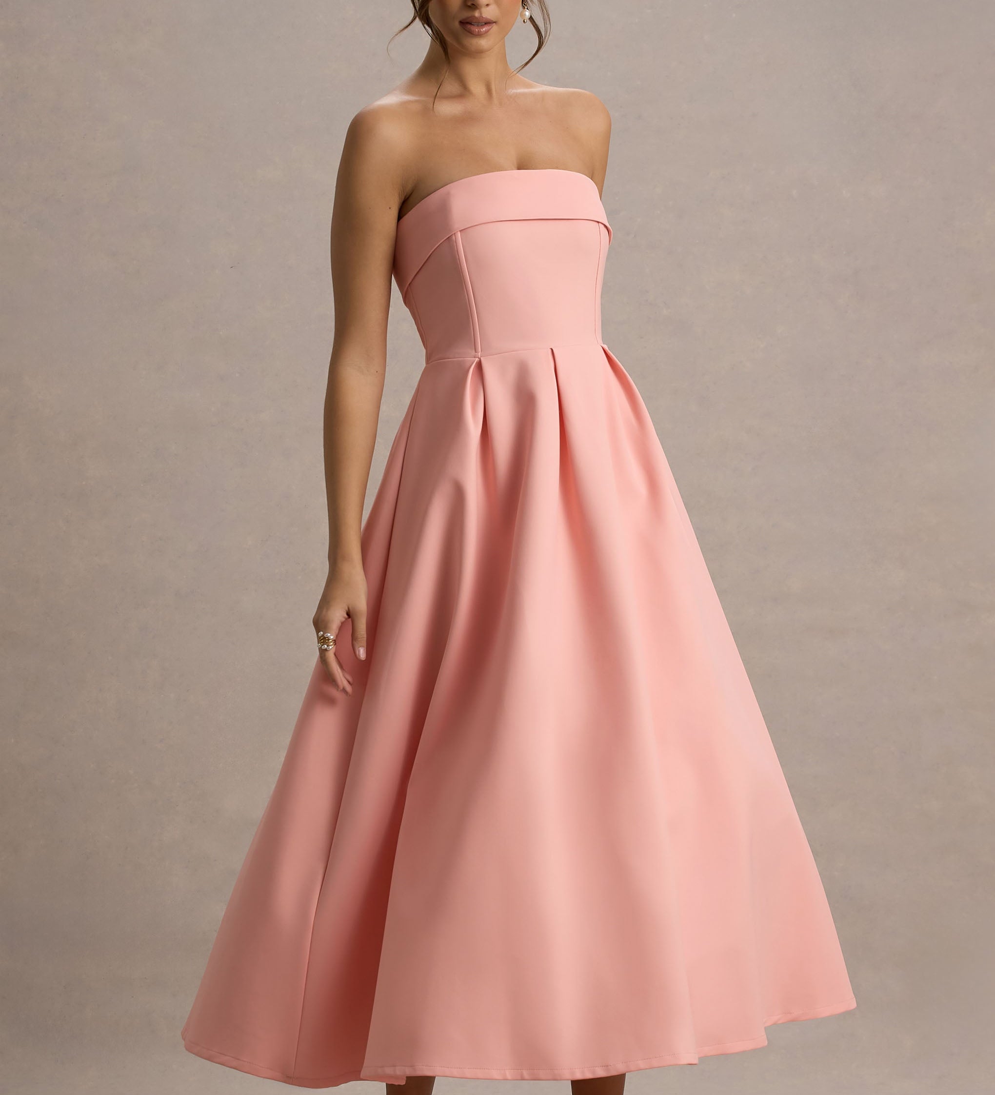 ANNE | Stilvolles Midi-Kleid mit Schulterfreiem Ausschnitt