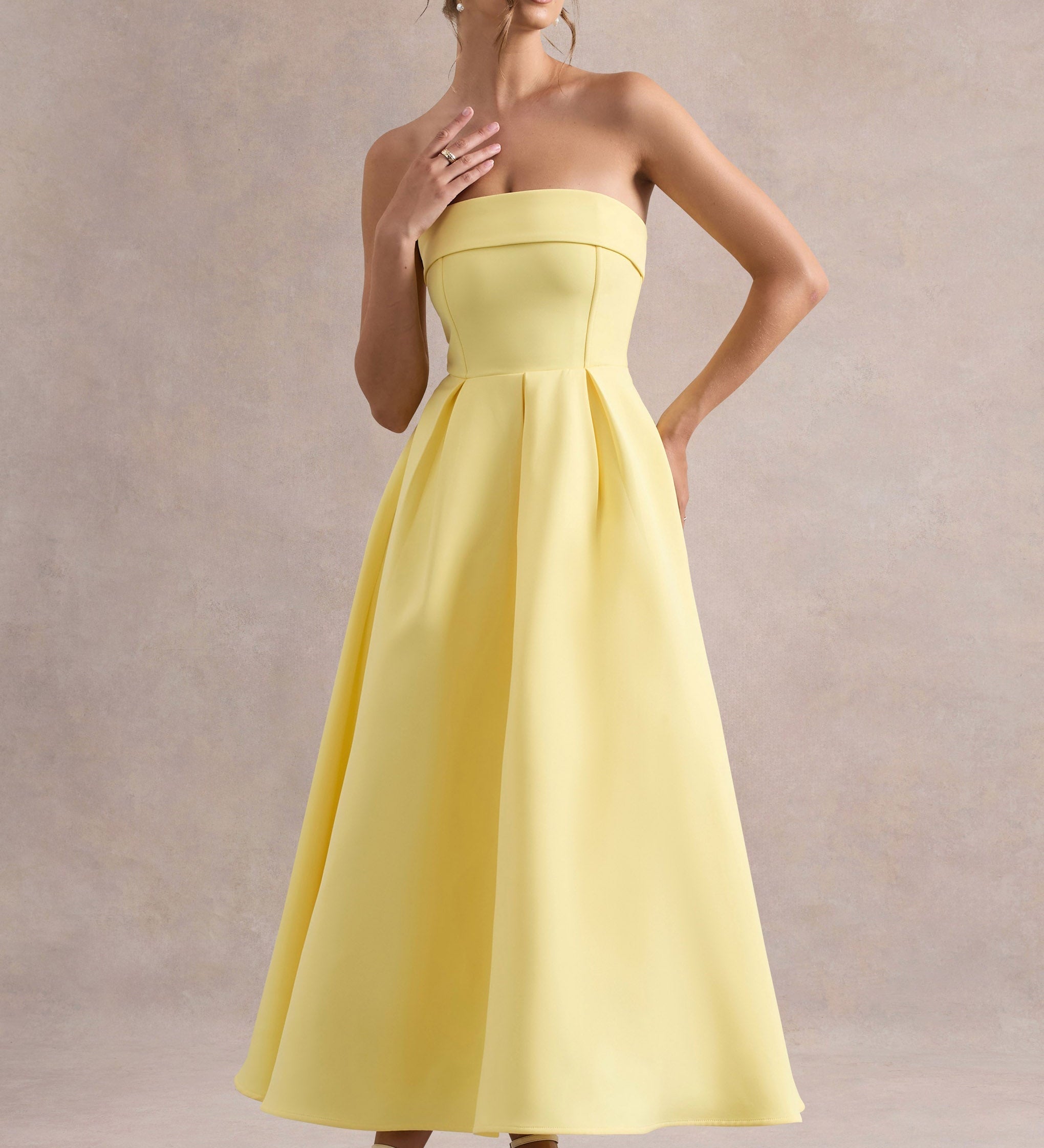 ANNE | Stilvolles Midi-Kleid mit Schulterfreiem Ausschnitt