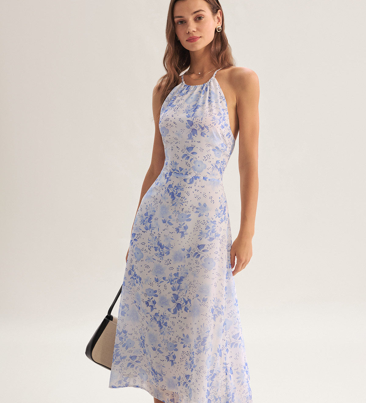 Clarice - Midi Kleid Blau Floral